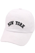 "New York" Embroidered Baseball Hat in White