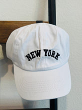 "New York" Embroidered Baseball Hat in White