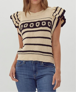 Crotchet Flutter Sleeve Top