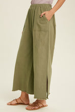 Olive Woven Pants with Slide Slit