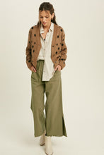 Olive Woven Pants with Slide Slit