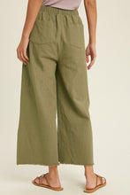 Olive Woven Pants with Slide Slit